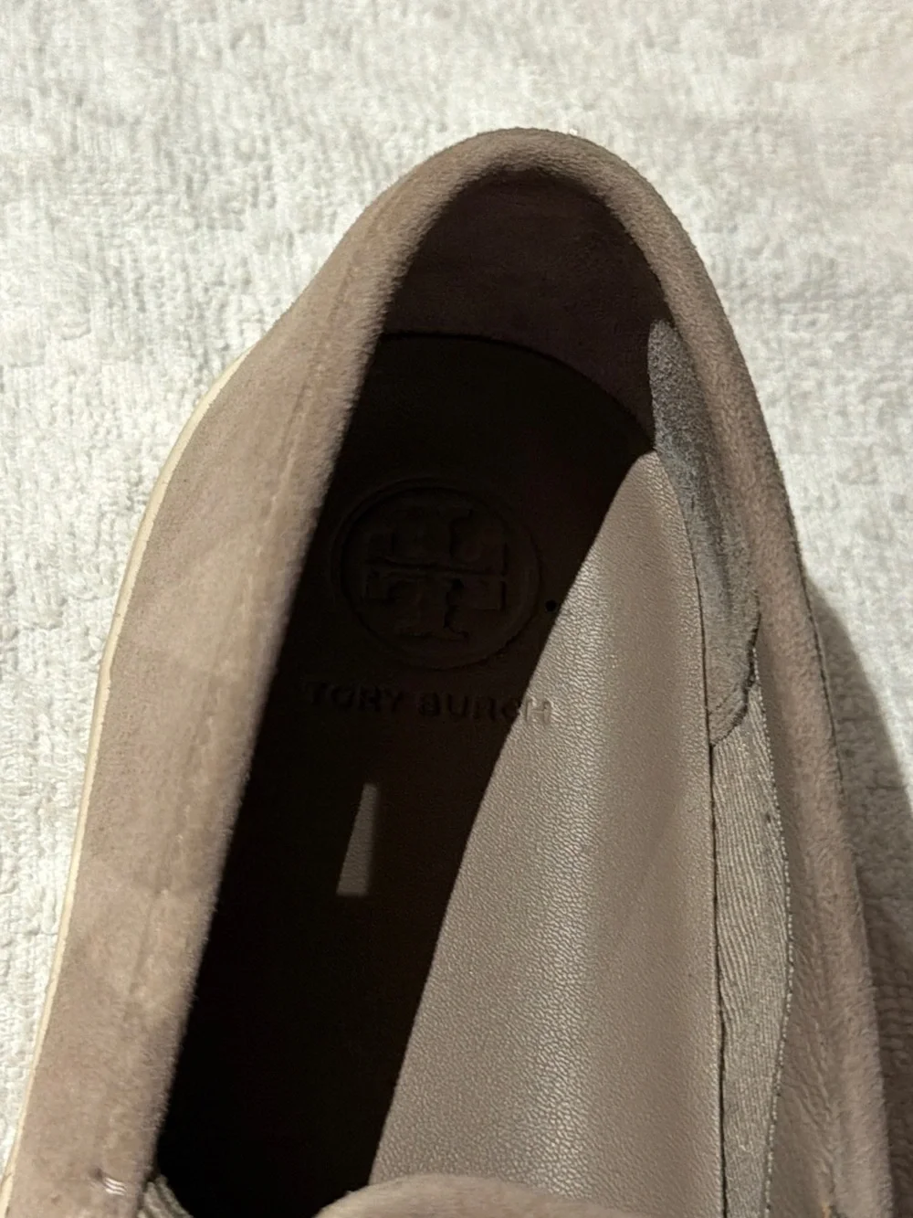 Tory Burch Taupe Suede Slip-On Espadrille Sneakers